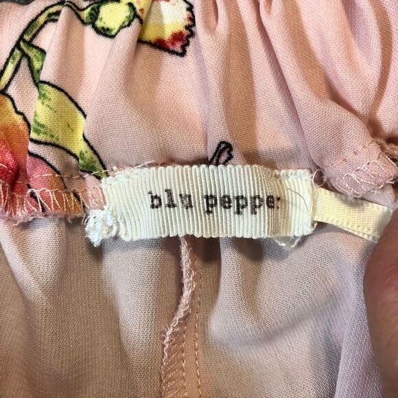 Blu Pepper Pink Wide Leg Floral Pants Belt Medium - Picture 8 of 13
